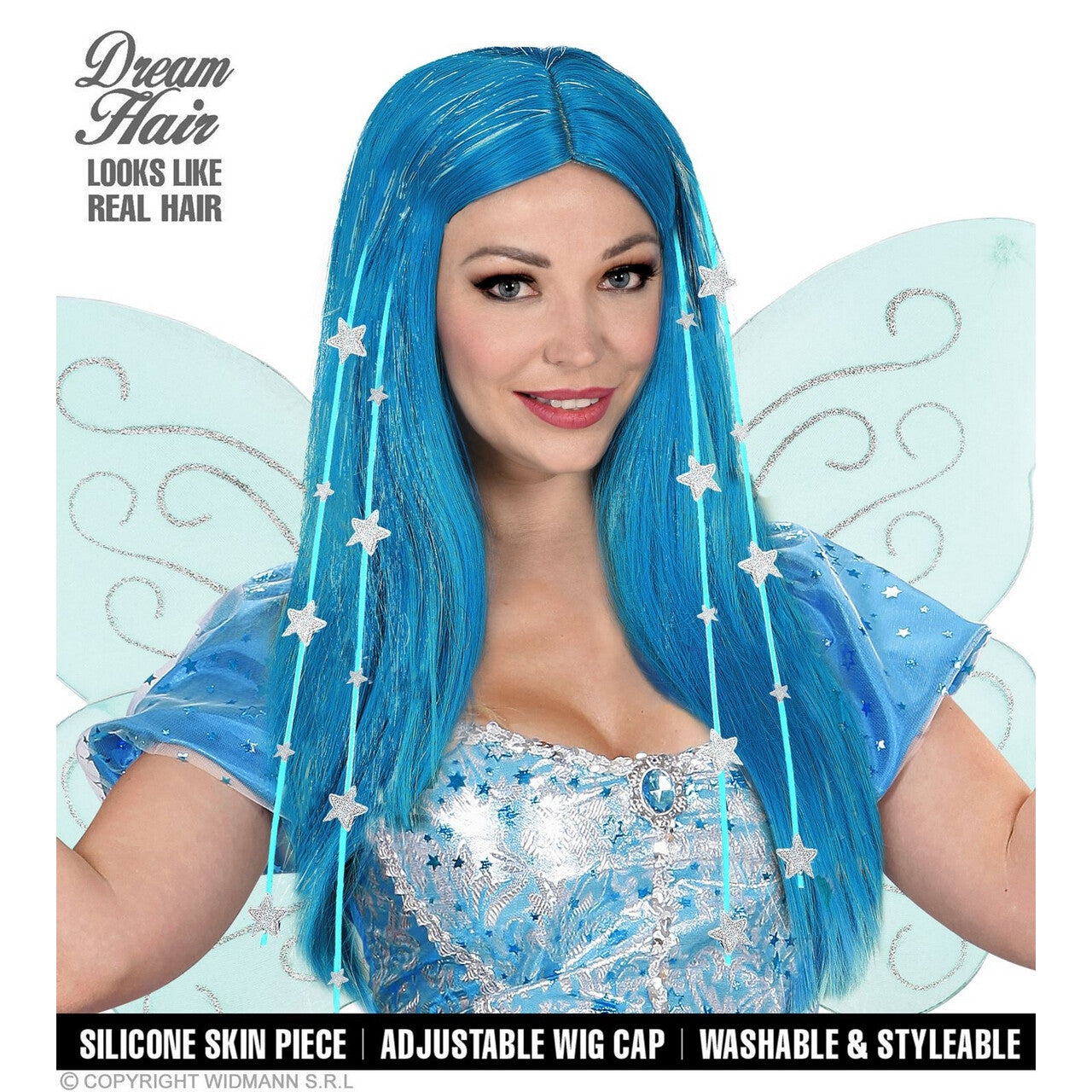 Op deze afbeelding zie je een Accessoires, van het merk Widmann. Starry Hair Droomhaar Pruik Blauw