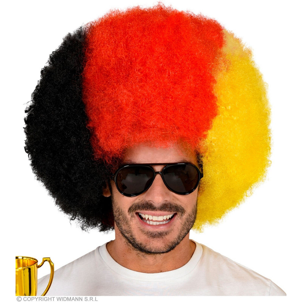 Op deze afbeelding zie je een Accessoires, van het merk Widmann. Super Afro Pruik Duitsland