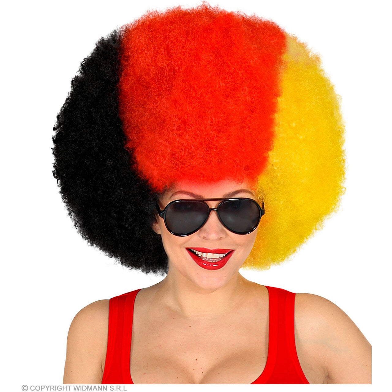 Op deze afbeelding zie je een Accessoires, van het merk Widmann. Super Afro Pruik Duitsland
