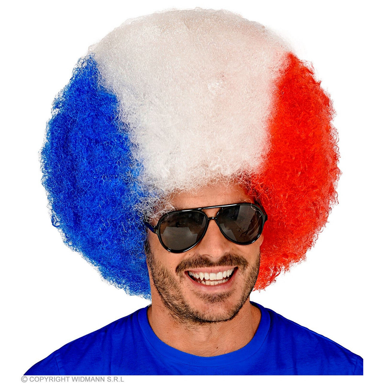 Op deze afbeelding zie je een Accessoires, van het merk Widmann. Super Afro Pruik Frankrijk