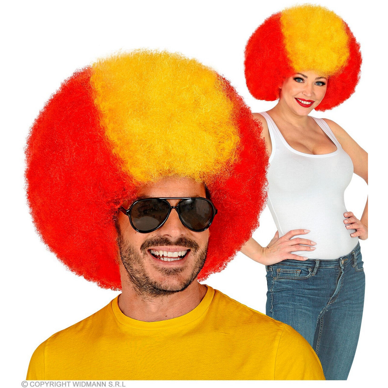 Op deze afbeelding zie je een Accessoires, van het merk Widmann. Super Afro Pruik Spanje