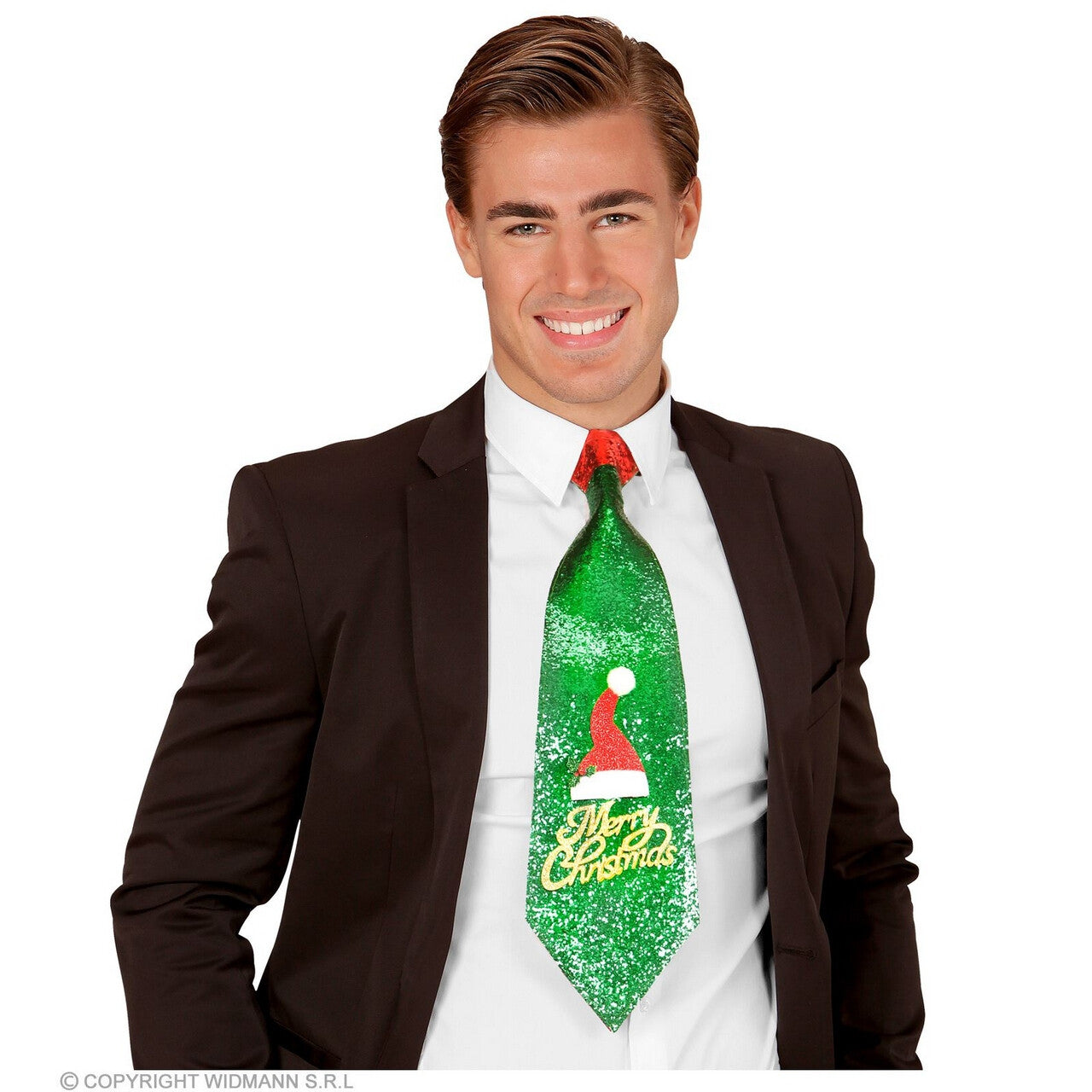 Op deze afbeelding zie je een Accessoires, van het merk Widmann. Shiny Xmas Stropdas Groen