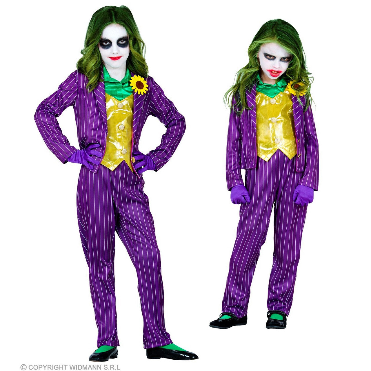 Op deze afbeelding zie je een Kostuums, van het merk Widmann. Plagerige Joker Joke Meisje Kostuum