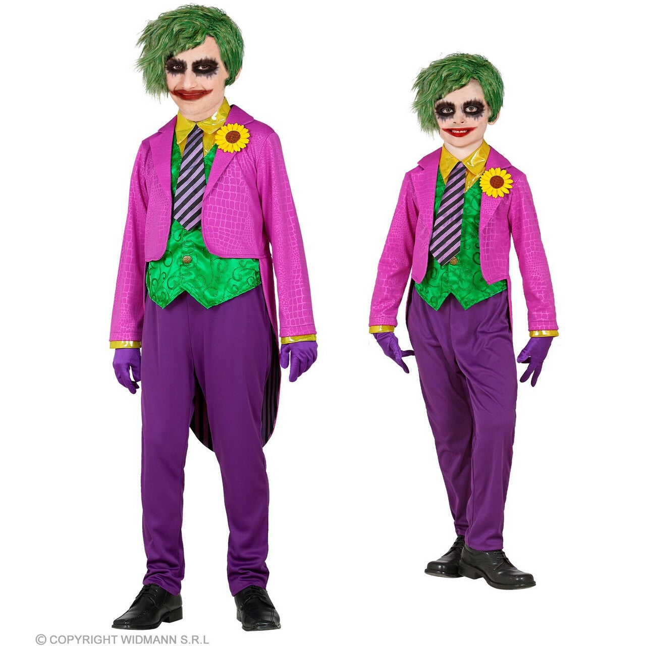 Op deze afbeelding zie je een Kostuums, van het merk Widmann. Ondeugende Joker Junior Jongen Kostuum