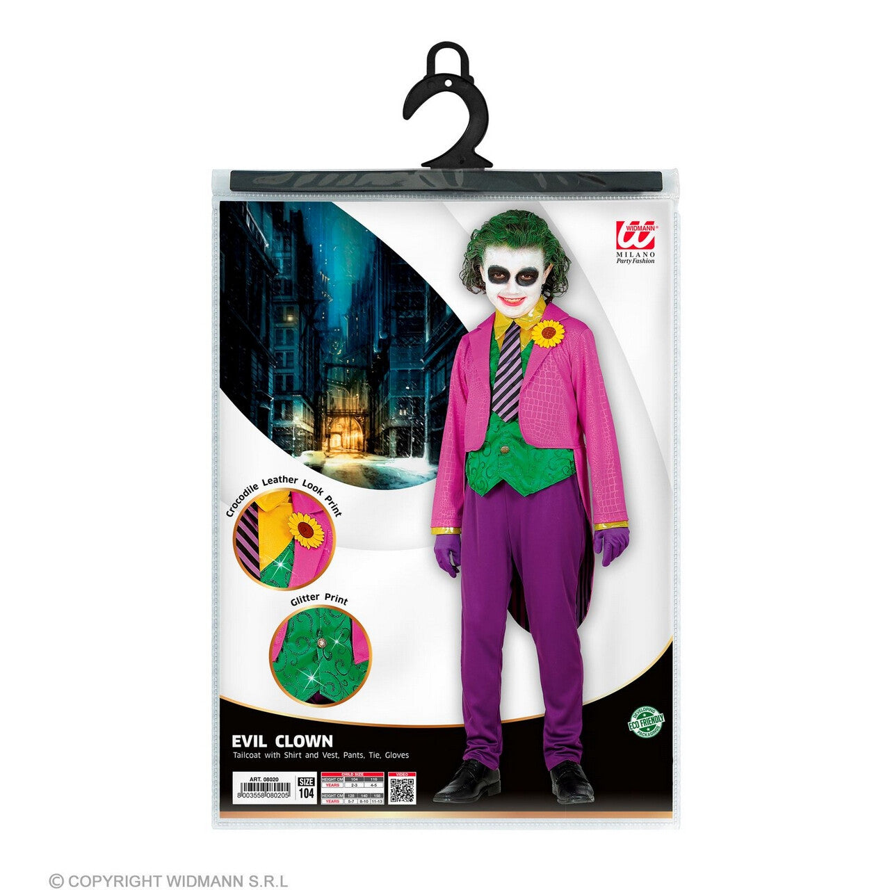 Op deze afbeelding zie je een Kostuums, van het merk Widmann. Ondeugende Joker Junior Jongen Kostuum
