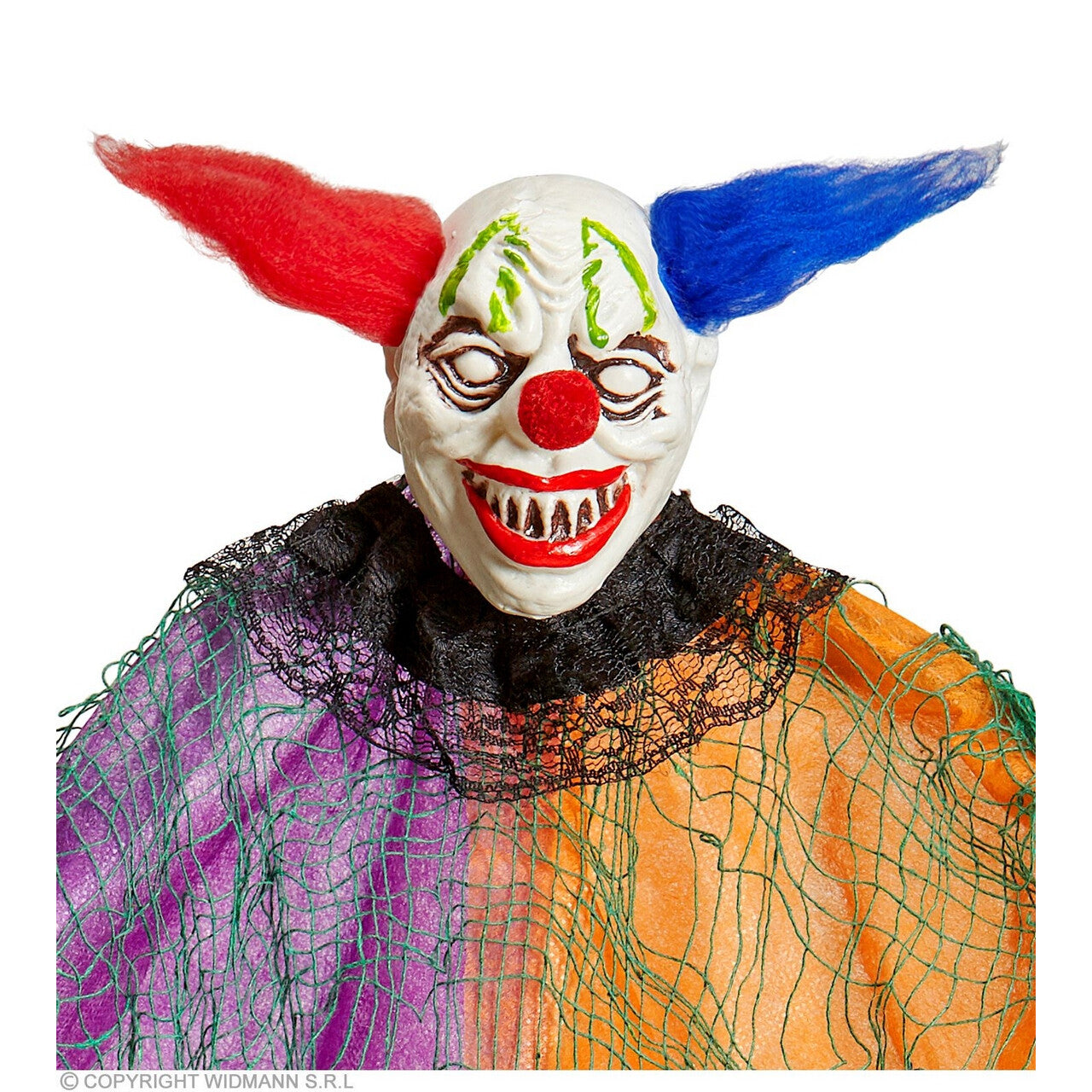 Op deze afbeelding zie je een Decoratie, van het merk Widmann. Griezelige Decoratie Clown 61 Centimeter
