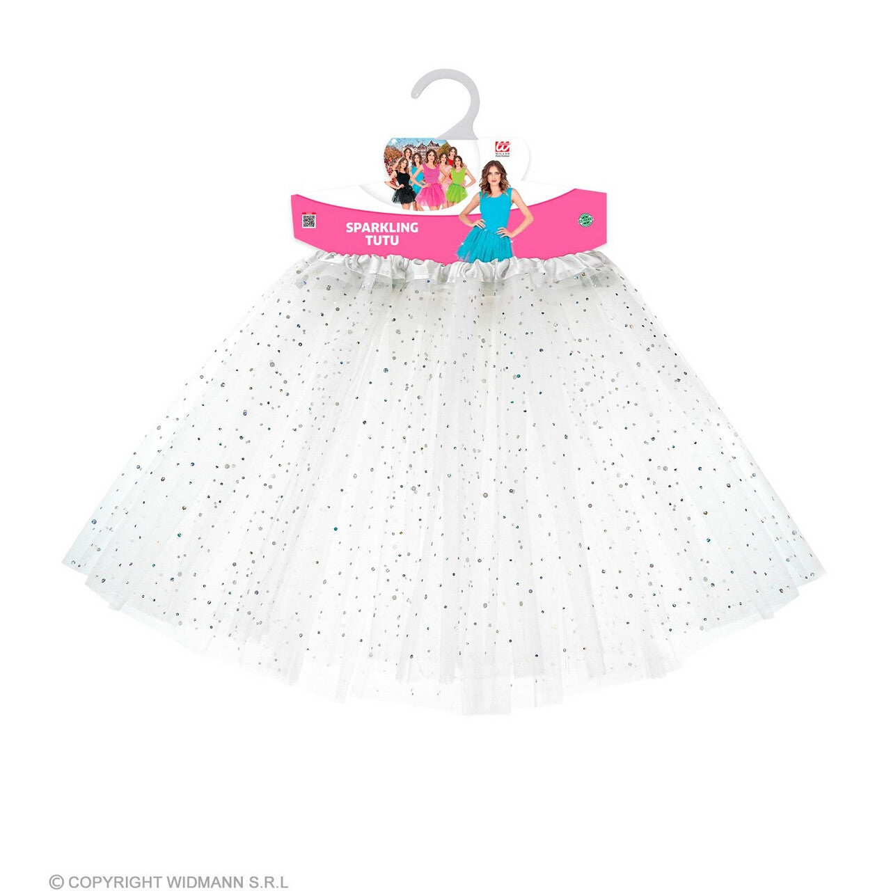 Op deze afbeelding zie je een Kostuums, van het merk Widmann. Fonkelende Ballet Ster Tutu 40 Centimeter Wit Vrouw