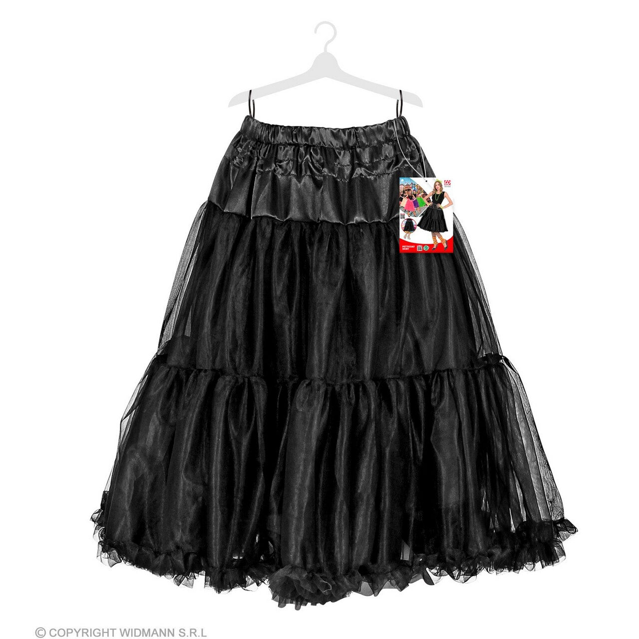Op deze afbeelding zie je een Kostuums, van het merk Widmann. Knielange Tulle Rok Petticoat 65 Centimeter, Zwart Vrouw