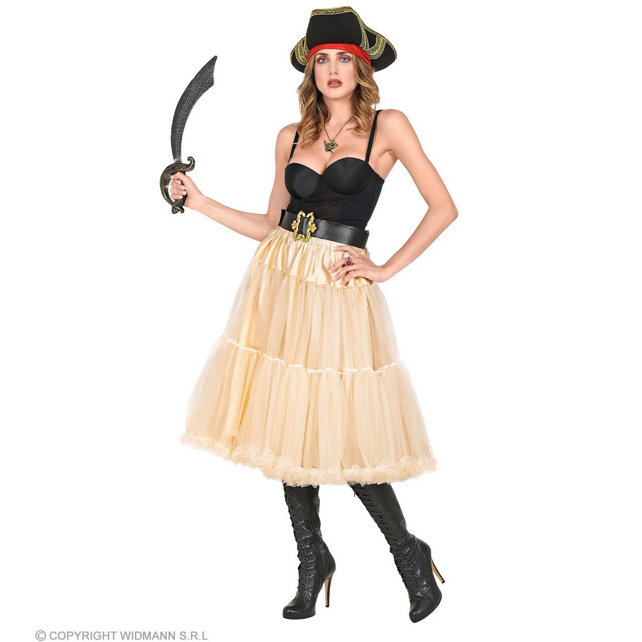 Op deze afbeelding zie je een Kostuums, van het merk Widmann. Knielange Tulle Rok Petticoat 65 Centimeter, Creme Wit Vrouw