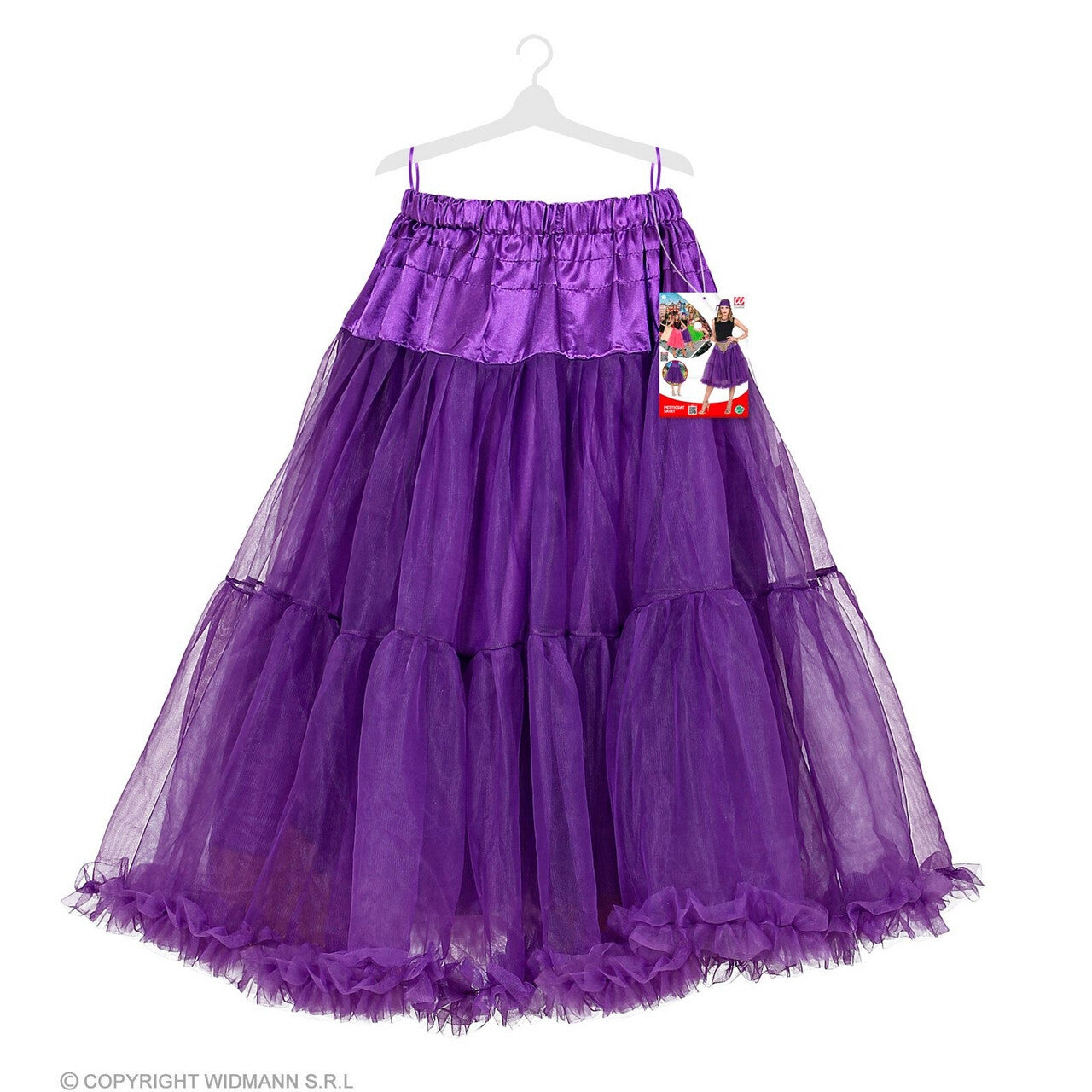 Op deze afbeelding zie je een Kostuums, van het merk Widmann. Knielange Tulle Rok Petticoat 65 Centimeter Paars Vrouw