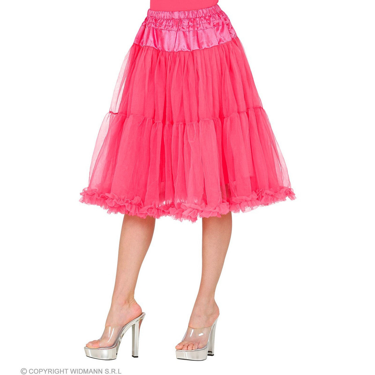 Op deze afbeelding zie je een Kostuums, van het merk Widmann. Knielange Tulle Rok Petticoat 65 Centimeter Roze Vrouw
