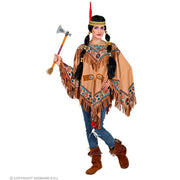 Op deze afbeelding zie je een Kostuums, van het merk Widmann. Traditionele Poncho Indiaan Met Franjes Kostuum