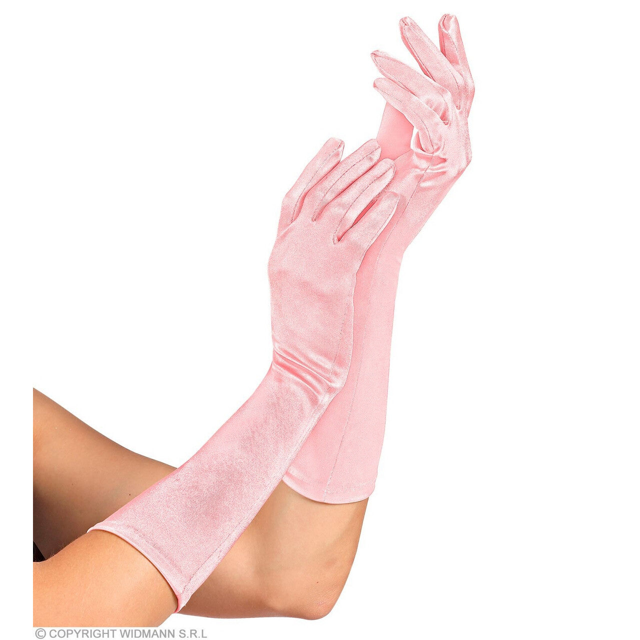 Op deze afbeelding zie je een Accessoires, van het merk Widmann. Elegante Handschoenen Satijn Elastaan 40 Centimeter Licht Roze