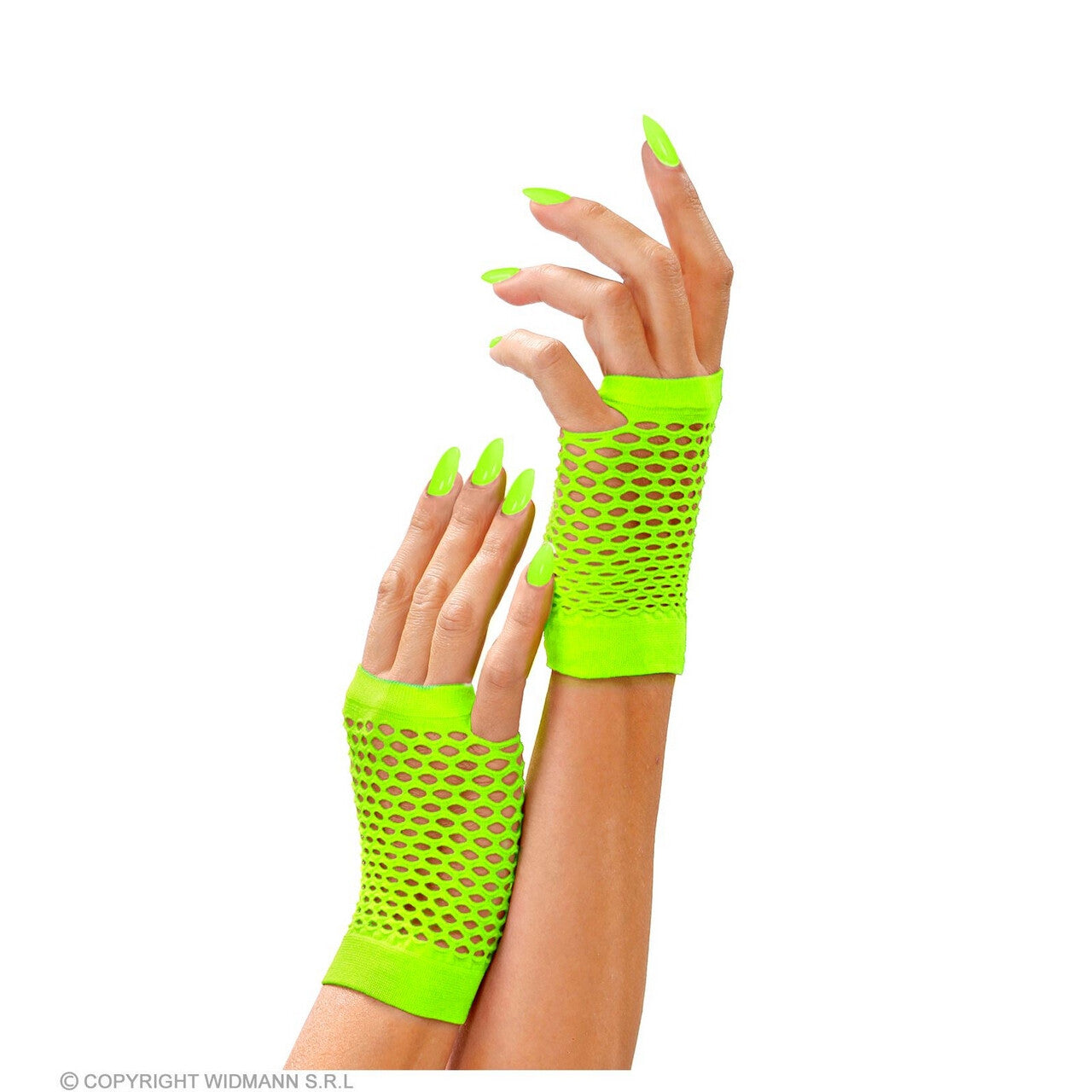 Op deze afbeelding zie je een Accessoires, van het merk Widmann. Vingerloze Handschoenen Kort Neon Groen