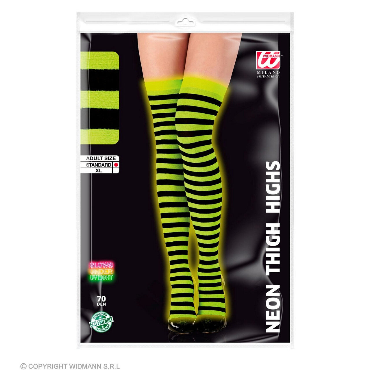 Op deze afbeelding zie je een Accessoires, van het merk Widmann. Kniekousen Extra Lang Gestreept, Neon Geel