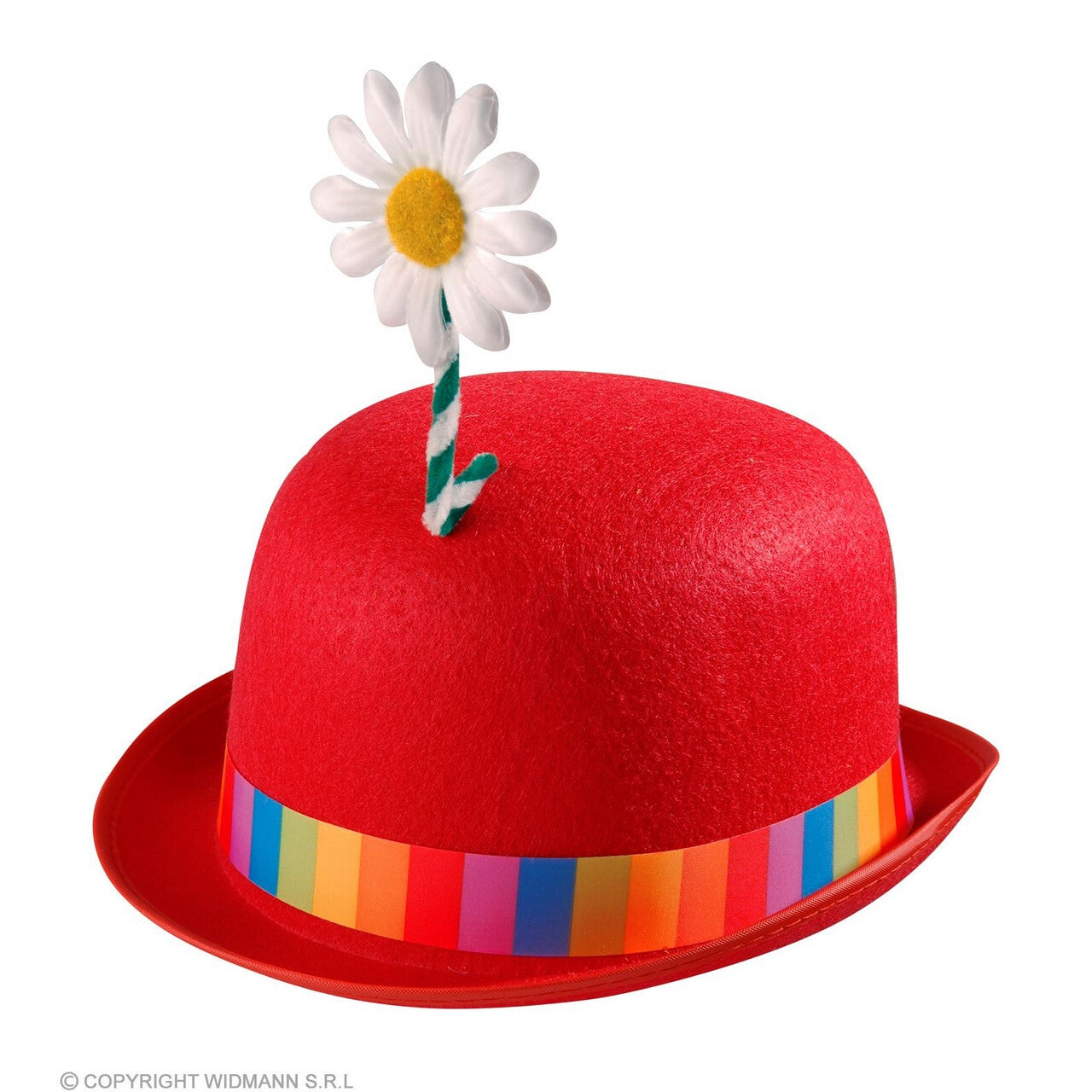 Op deze afbeelding zie je een Accessoires, van het merk Widmann. Bolhoed Met Bloem Clown, Vilt Rood