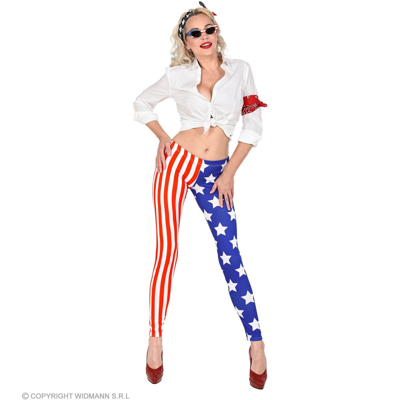 Op deze afbeelding zie je een Kostuums, van het merk Widmann. Legging Born In The USA Vrouw Kostuum