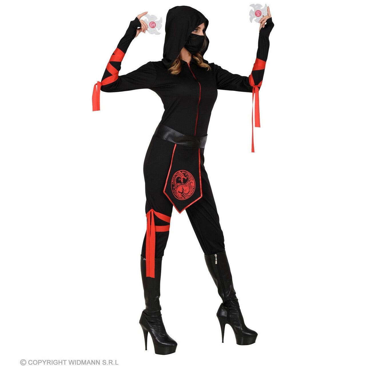 Op deze afbeelding zie je een Kostuums, van het merk Widmann. Charmante Ninja Starlight Vrouw Kostuum