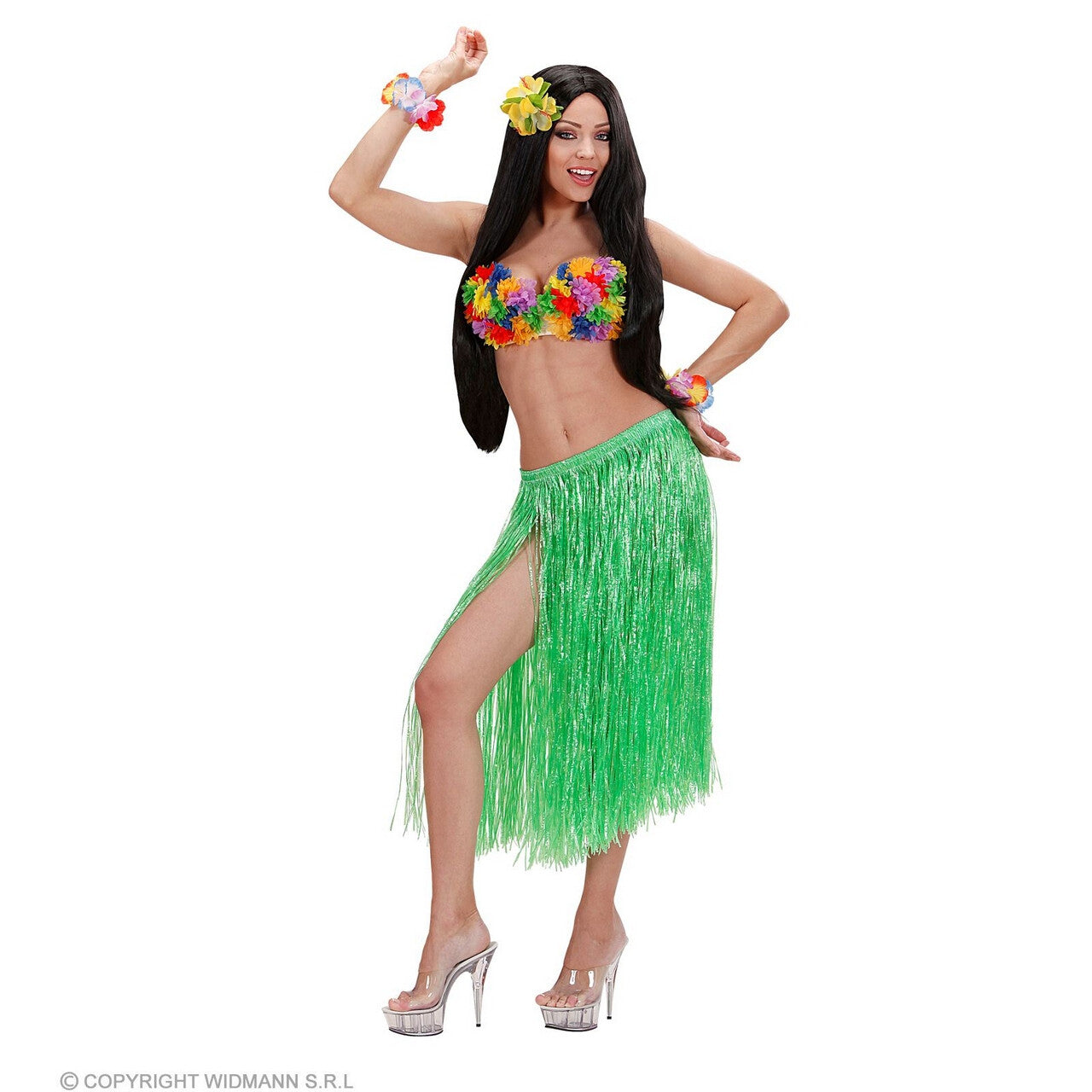 Op deze afbeelding zie je een Kostuums, van het merk Widmann. Alani Hawaiirok 75 Centimeter, Groen Vrouw