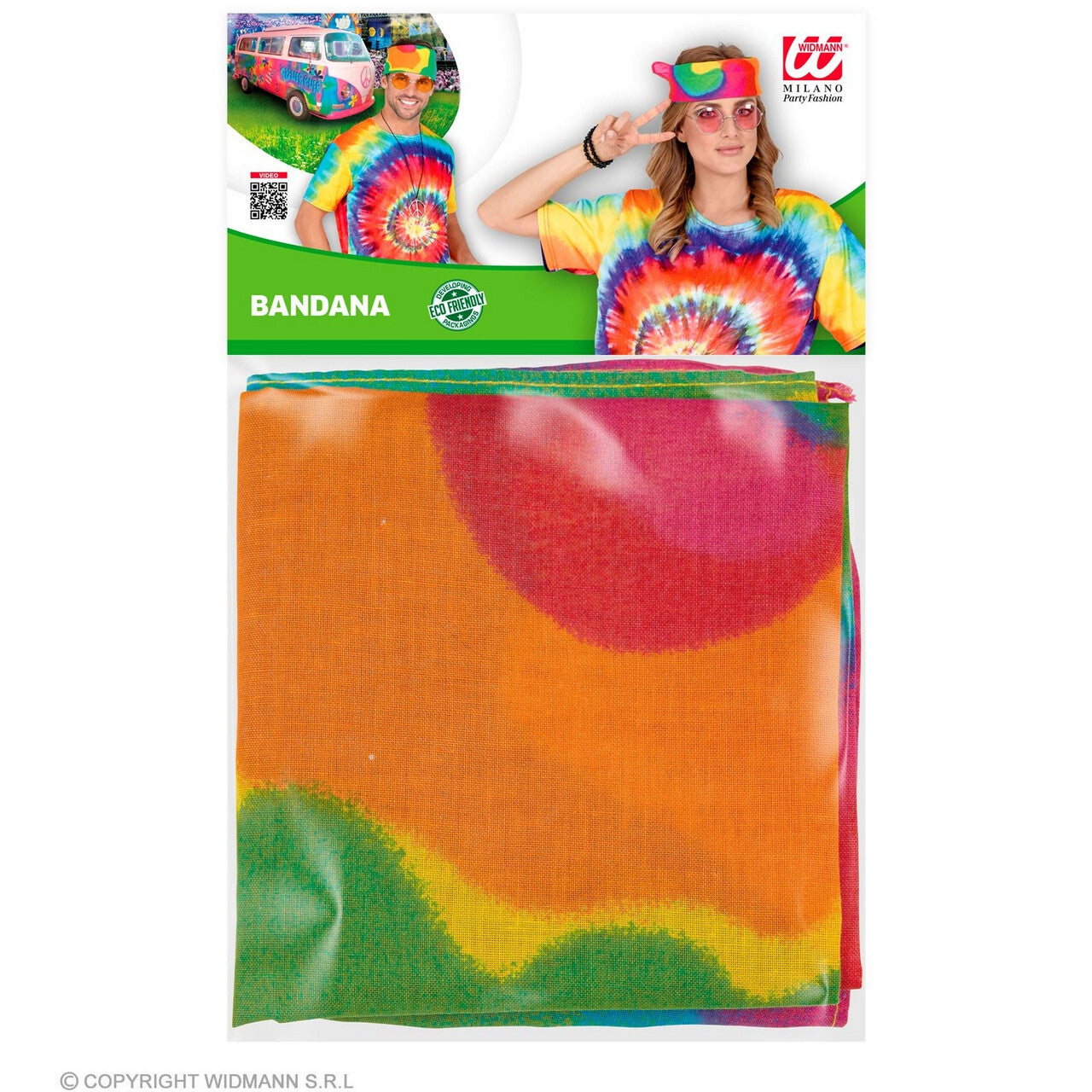Op deze afbeelding zie je een Accessoires, van het merk Widmann. Bandana Tie Dye, 55 X 55 Centimeter