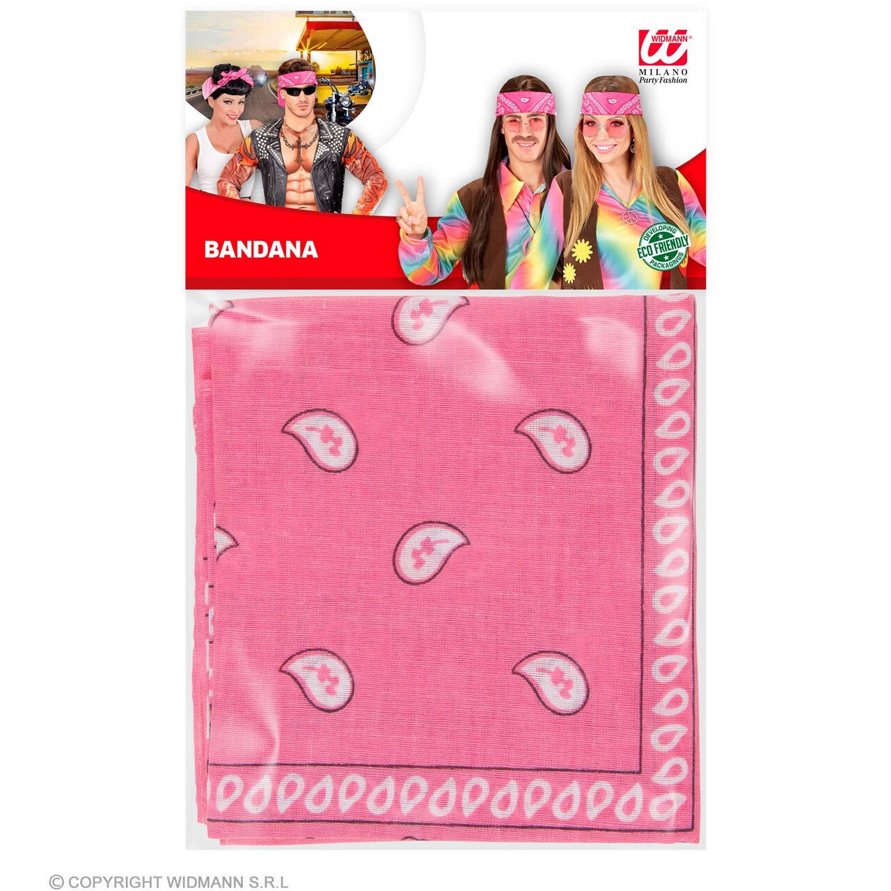 Op deze afbeelding zie je een Accessoires, van het merk Widmann. Bandana Cute Pink 55 X 55 Centimeter