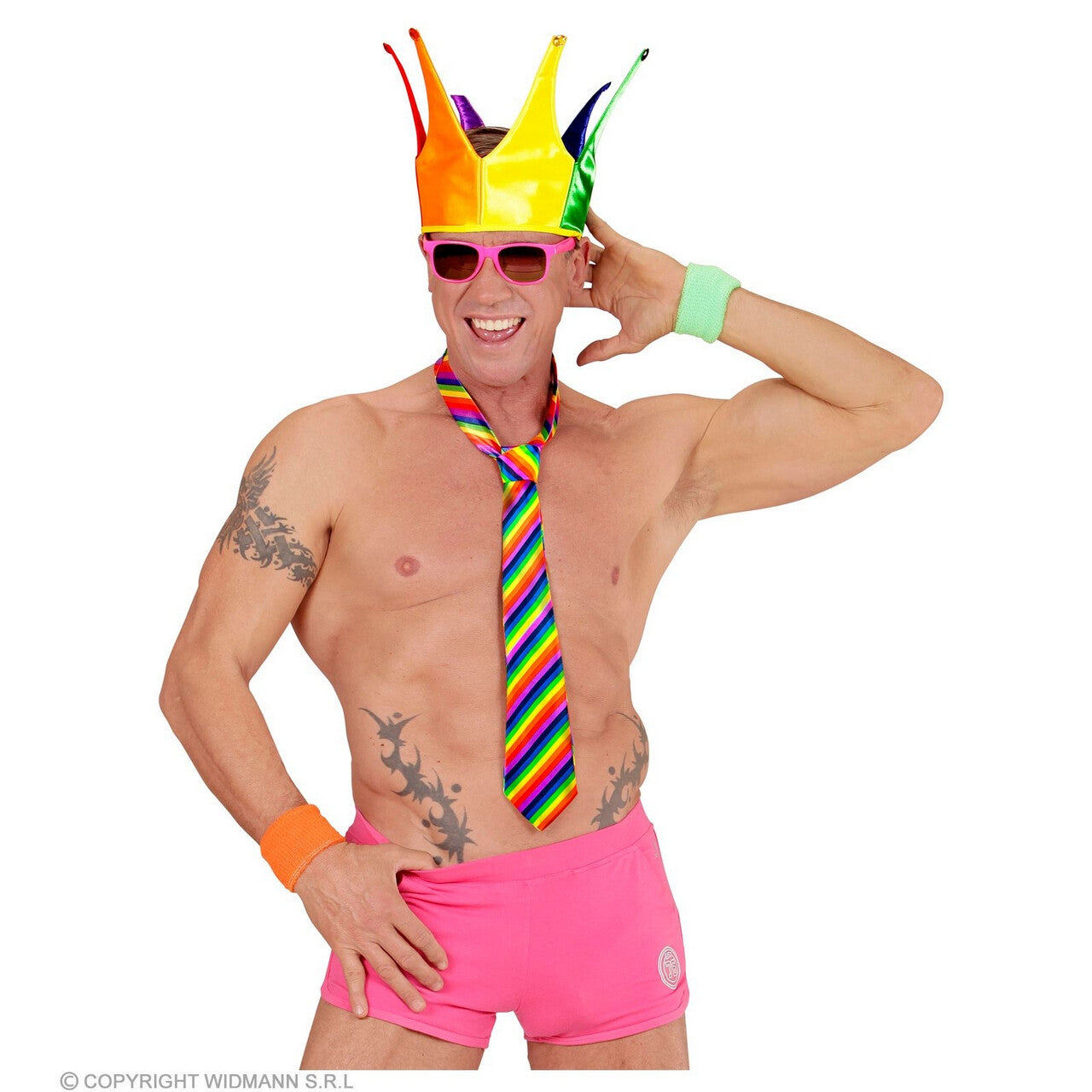 Op deze afbeelding zie je een Accessoires, van het merk Widmann. Gestreepte Regenboog Stropdas