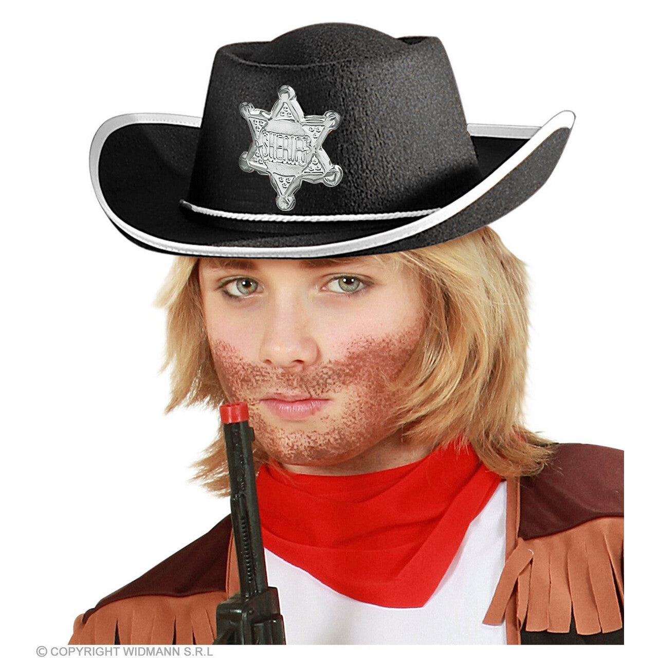 Op deze afbeelding zie je een Accessoires, van het merk Widmann. Sheriff Billy The Kid Cowboyhoed Kind Zwart