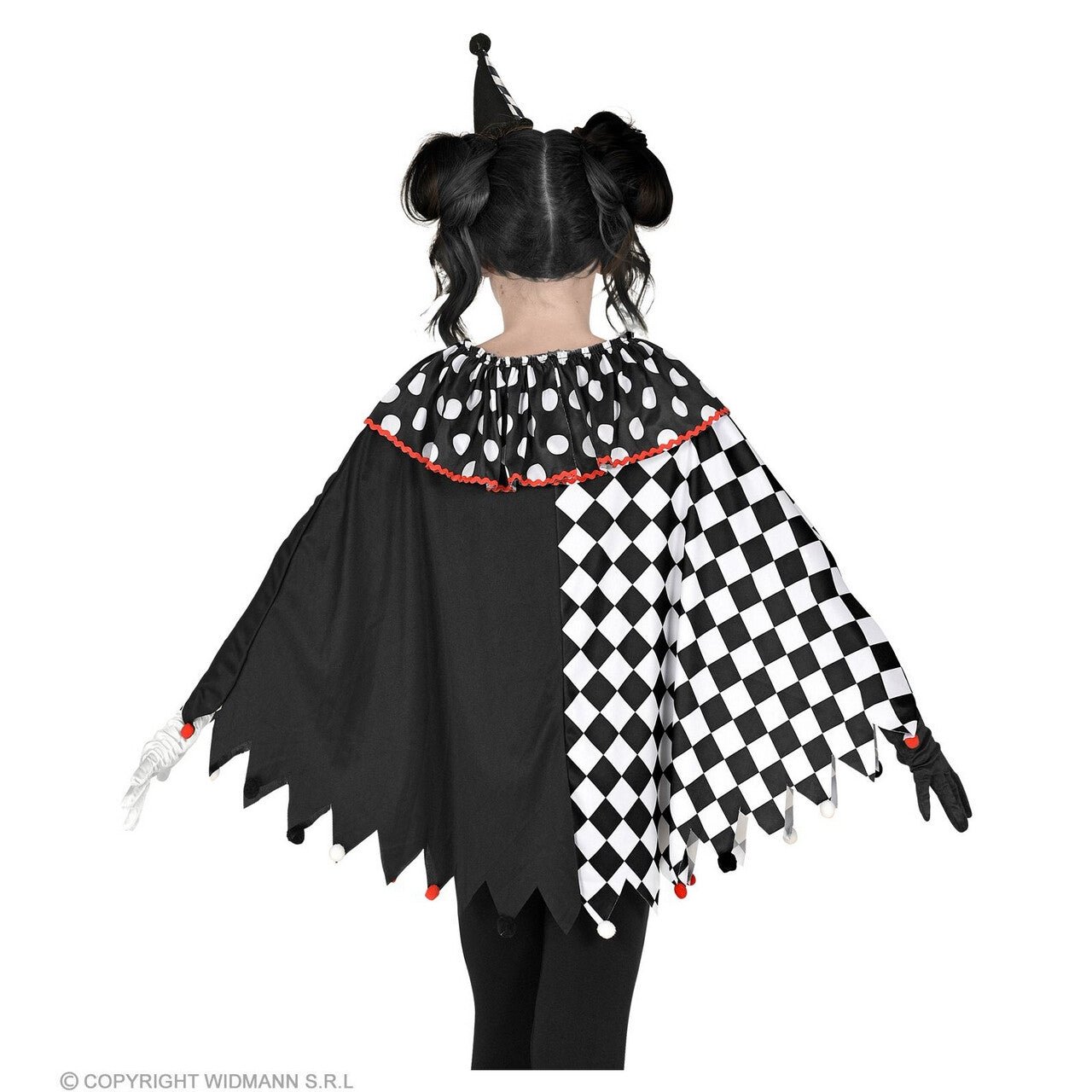 Op deze afbeelding zie je een Kostuums, van het merk Widmann. Harlekijn Zwart Wit Poncho Kind Kind