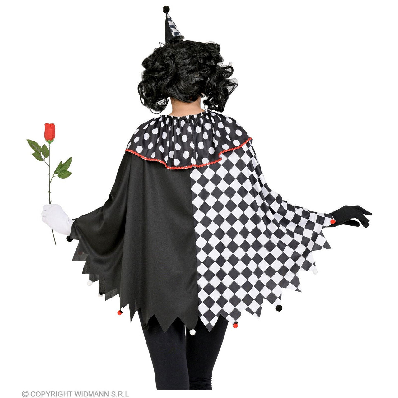 Op deze afbeelding zie je een Kostuums, van het merk Widmann. Hariet Harlekijn Zwart Wit Poncho Vrouw