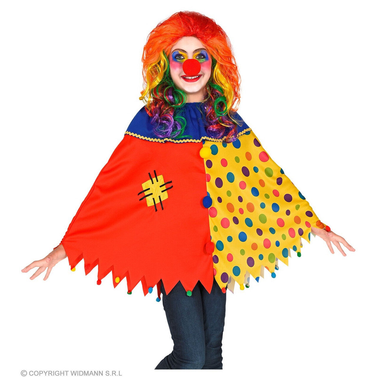 Op deze afbeelding zie je een Kostuums, van het merk Widmann. Grappige Clown Pollie Poncho Kind Kind
