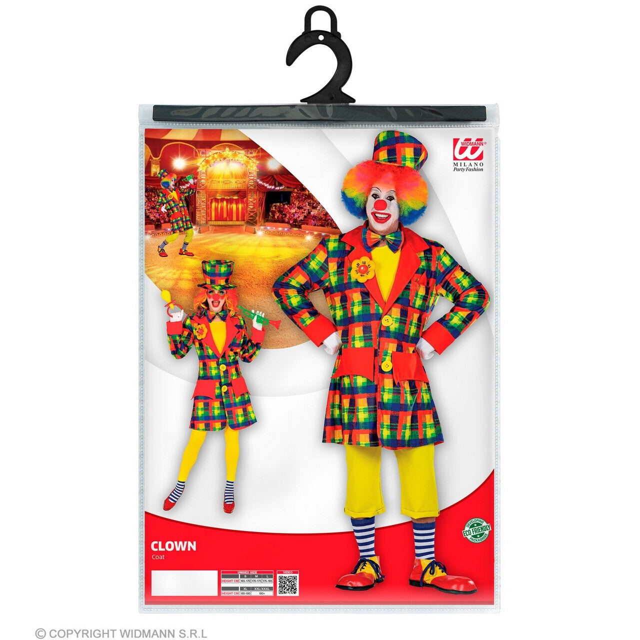 Op deze afbeelding zie je een Kostuums, van het merk Widmann. Keurige Kleurige Fleurige Jas Clown