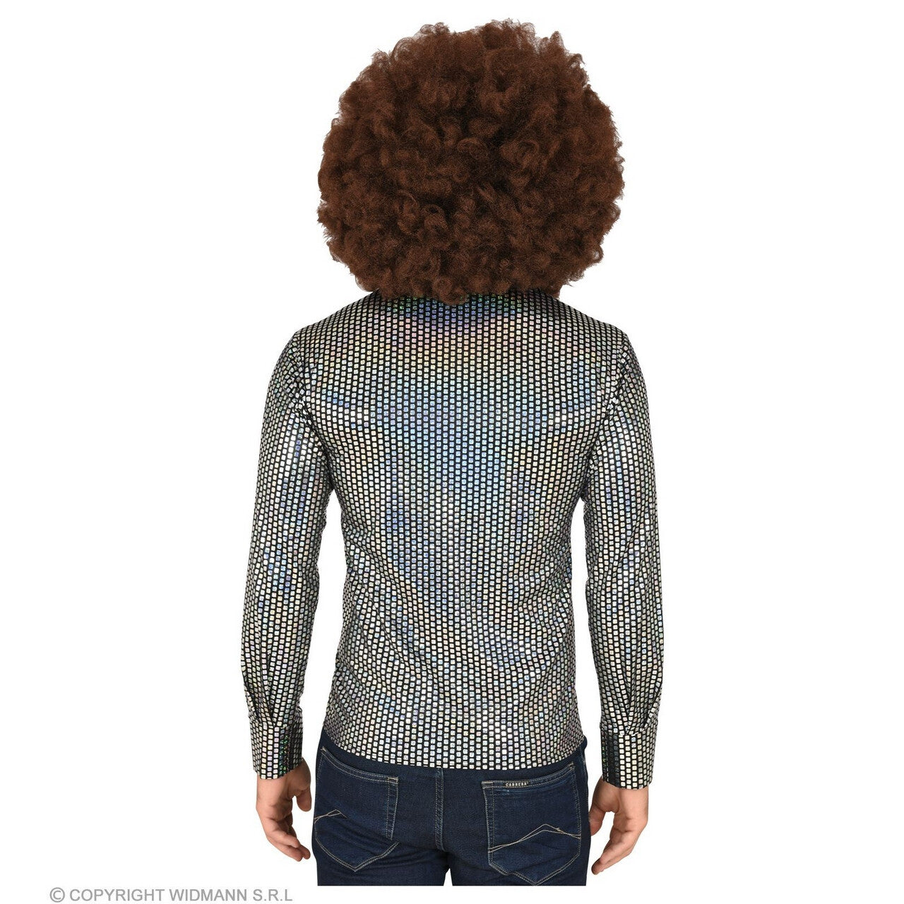 Op deze afbeelding zie je een Kostuums, van het merk Widmann. 70s Swingende Discobal Shirt Man