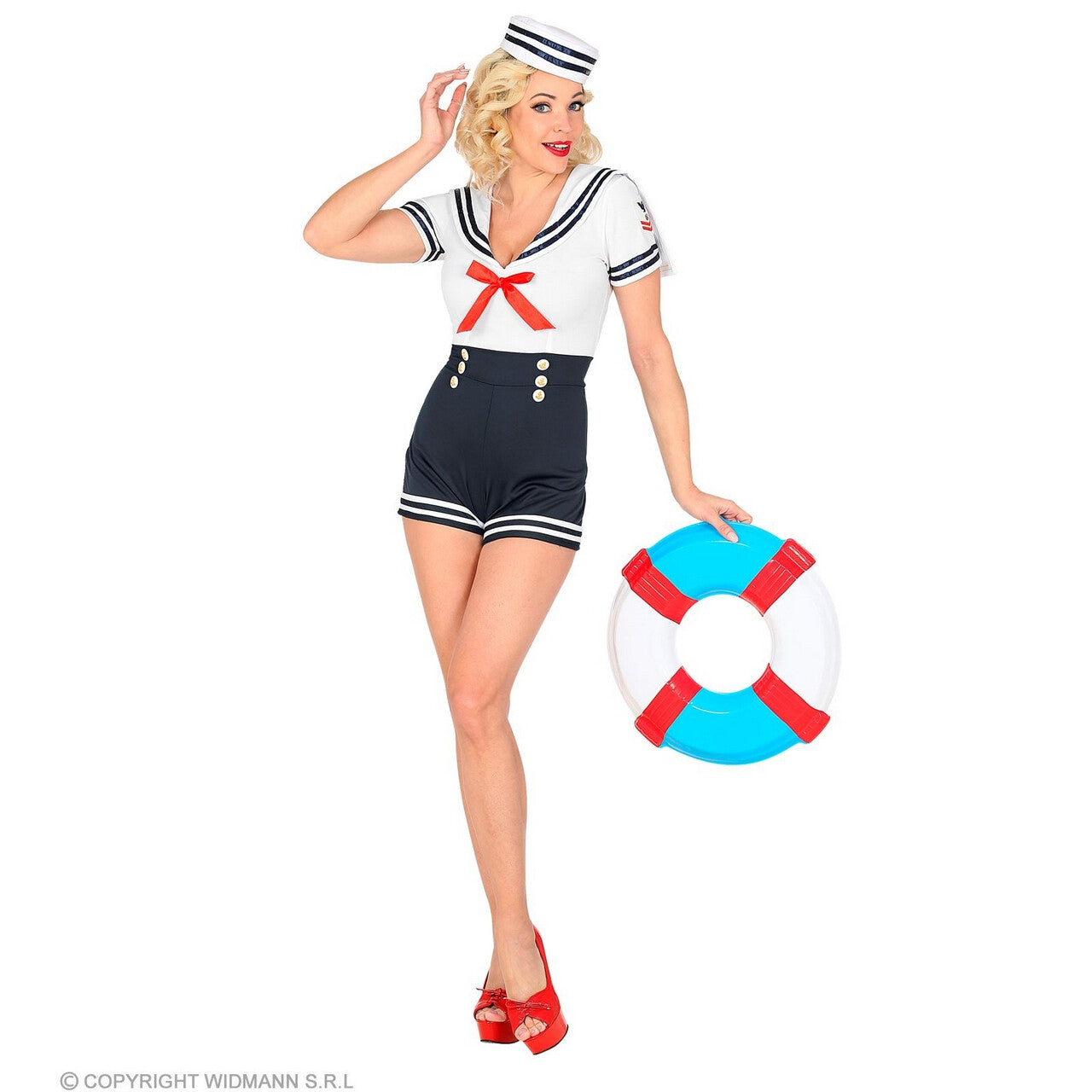 Op deze afbeelding zie je een Kostuums, van het merk Widmann. Sexy Matroos Pin Up Vrouw Kostuum