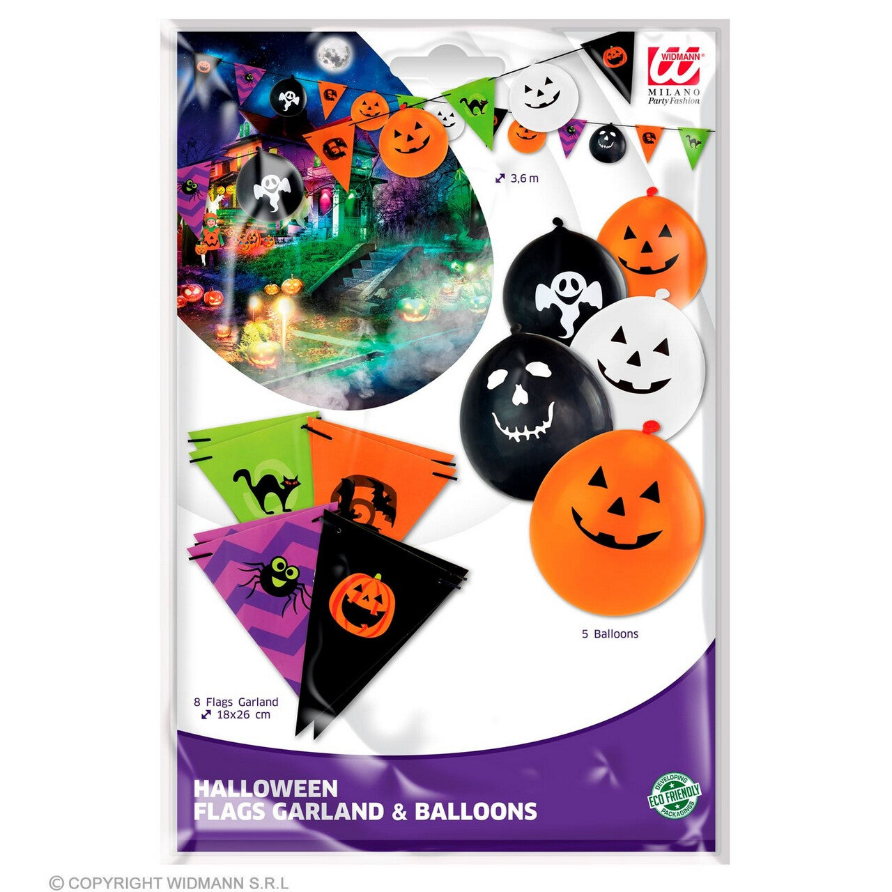 Op deze afbeelding zie je een Decoratie, van het merk Widmann. Gevarieerde Halloween Slinger 3.60 Meter