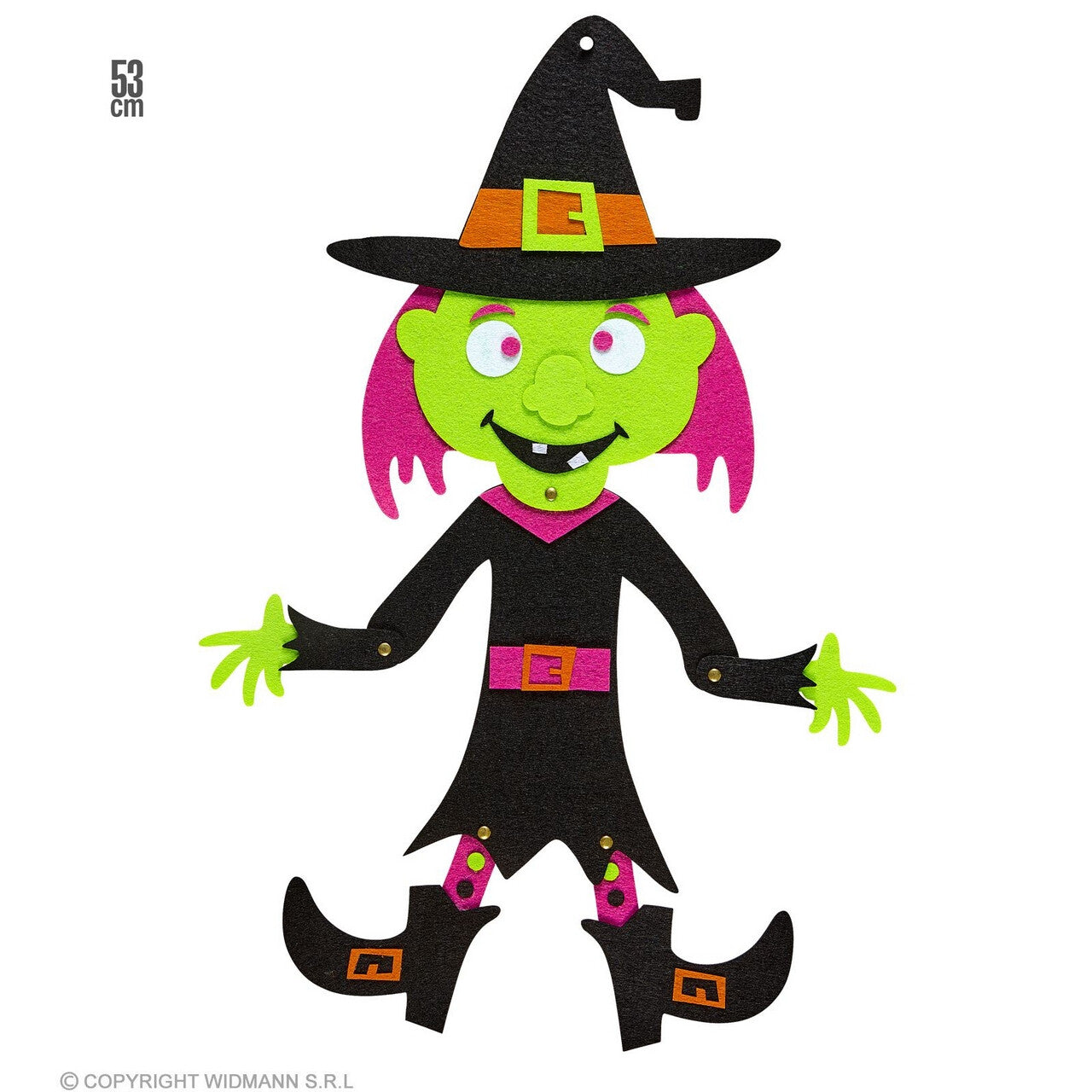 Op deze afbeelding zie je een Decoratie, van het merk Widmann. Groene Halloween Heks 53 Centimeter