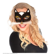 Op deze afbeelding zie je een Accessoires, van het merk Widmann. Oogmasker Kat Met Snorharen, Zwart