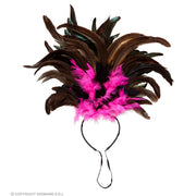 Op deze afbeelding zie je een Accessoires, van het merk Widmann. Hoofdband Met Veren Fortaleza Zomer Carnaval Roze