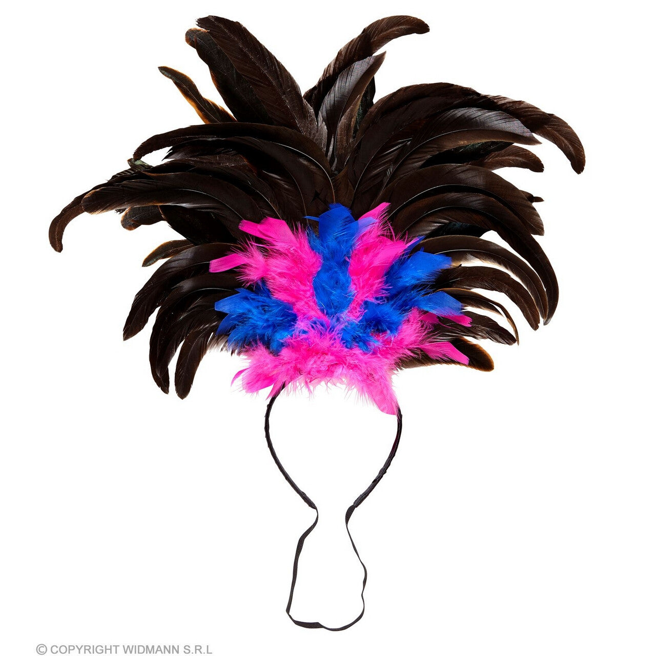 Op deze afbeelding zie je een Accessoires, van het merk Widmann. Hoofdband Met Veren Belem Zomer Carnaval Roze Blauw