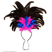 Op deze afbeelding zie je een Accessoires, van het merk Widmann. Hoofdband Met Veren Belem Zomer Carnaval Roze Blauw