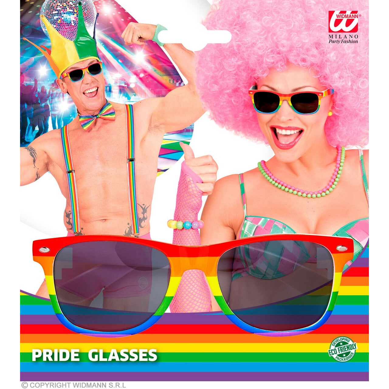 Op deze afbeelding zie je een Accessoires, van het merk Widmann. Kleurige Regenboog Bril