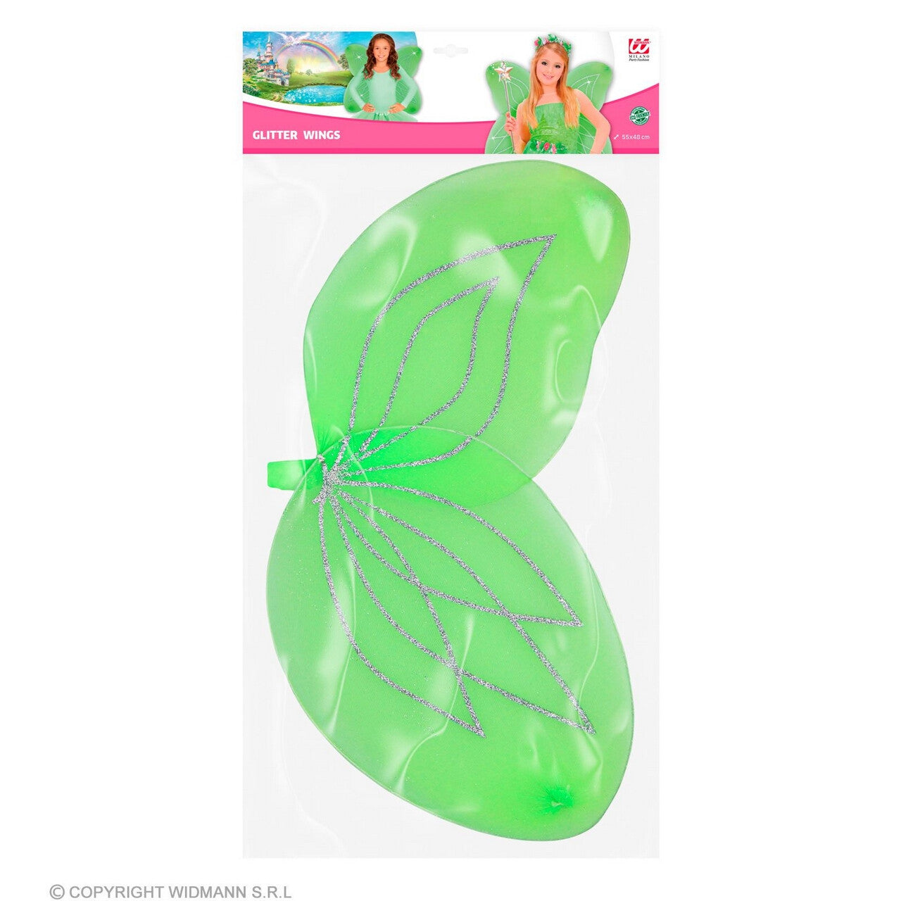 Op deze afbeelding zie je een Accessoires, van het merk Widmann. Groene Glitter Vleugels Fee Greta