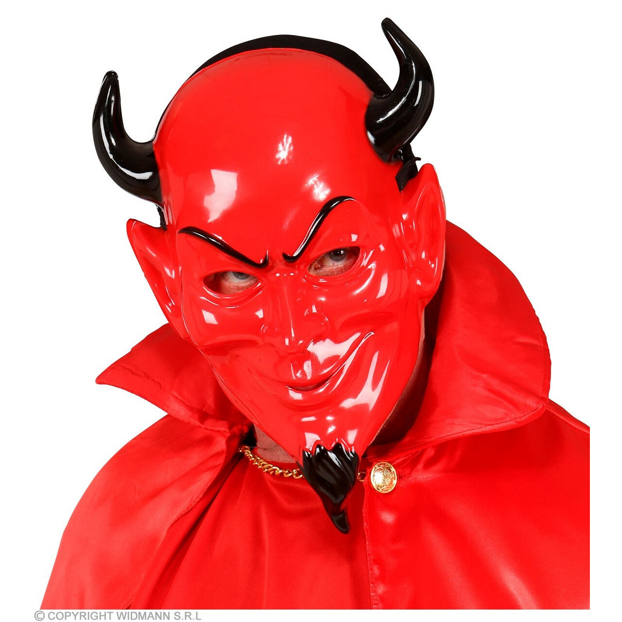 Op deze afbeelding zie je een Accessoires, van het merk Widmann. Rode Duivel Masker Met Hoorntjes