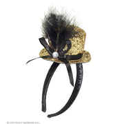 Op deze afbeelding zie je een Accessoires, van het merk Widmann. Jaren 20 Mini Glitter Hoed Goud