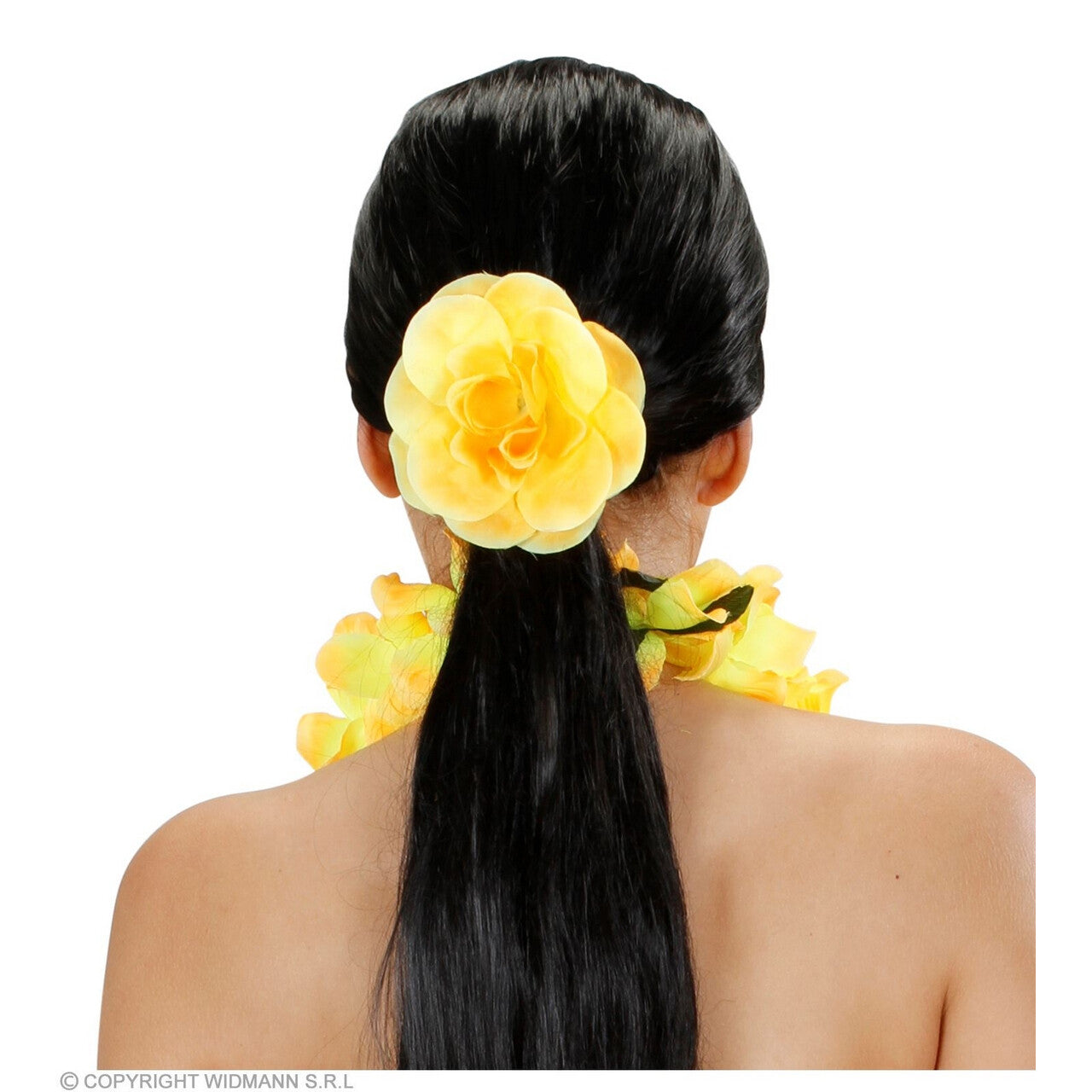 Op deze afbeelding zie je een Accessoires, van het merk Widmann. Hawaii Gele Bloem Haarelastiek