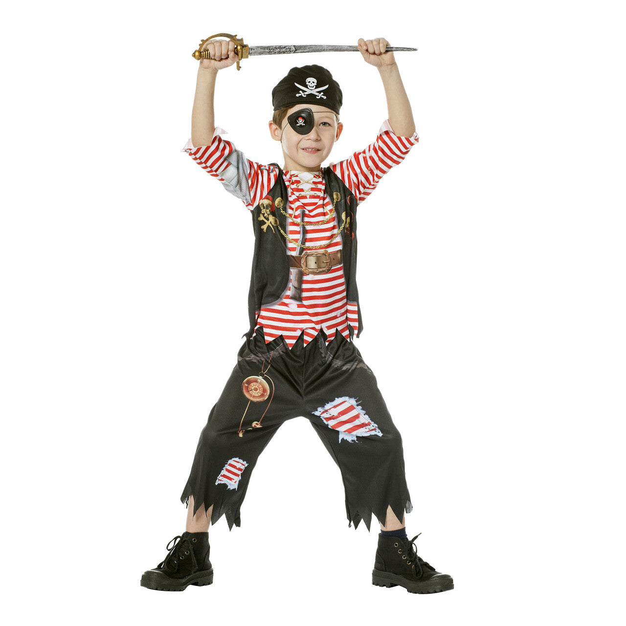 Op deze afbeelding zie je een Kostuums, van het merk Wilbers. Piraat One Eye Jongen Kostuum