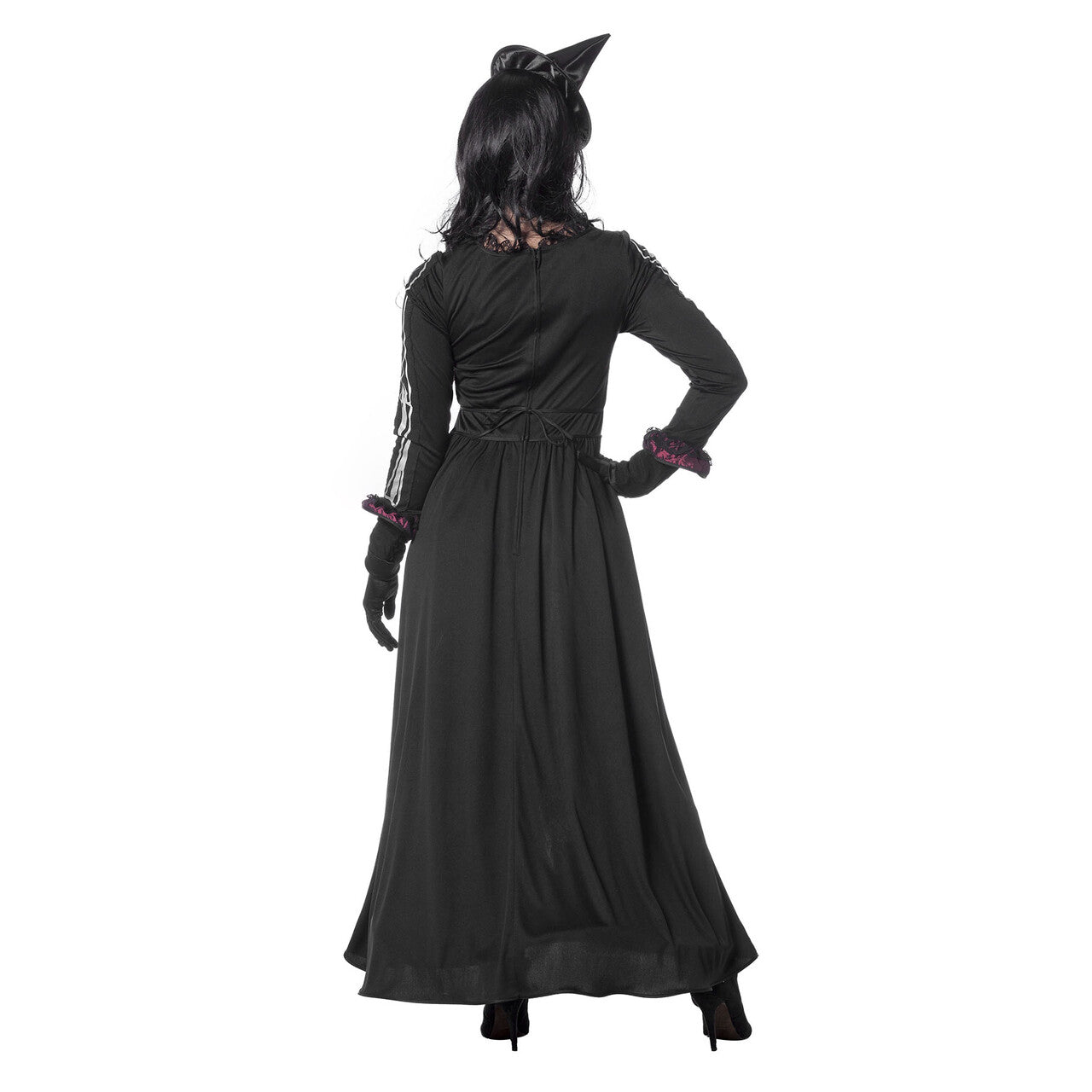 Op deze afbeelding zie je een Kostuums, van het merk Wilbers. Pitch Black Goddess Of Death Vrouw Kostuum