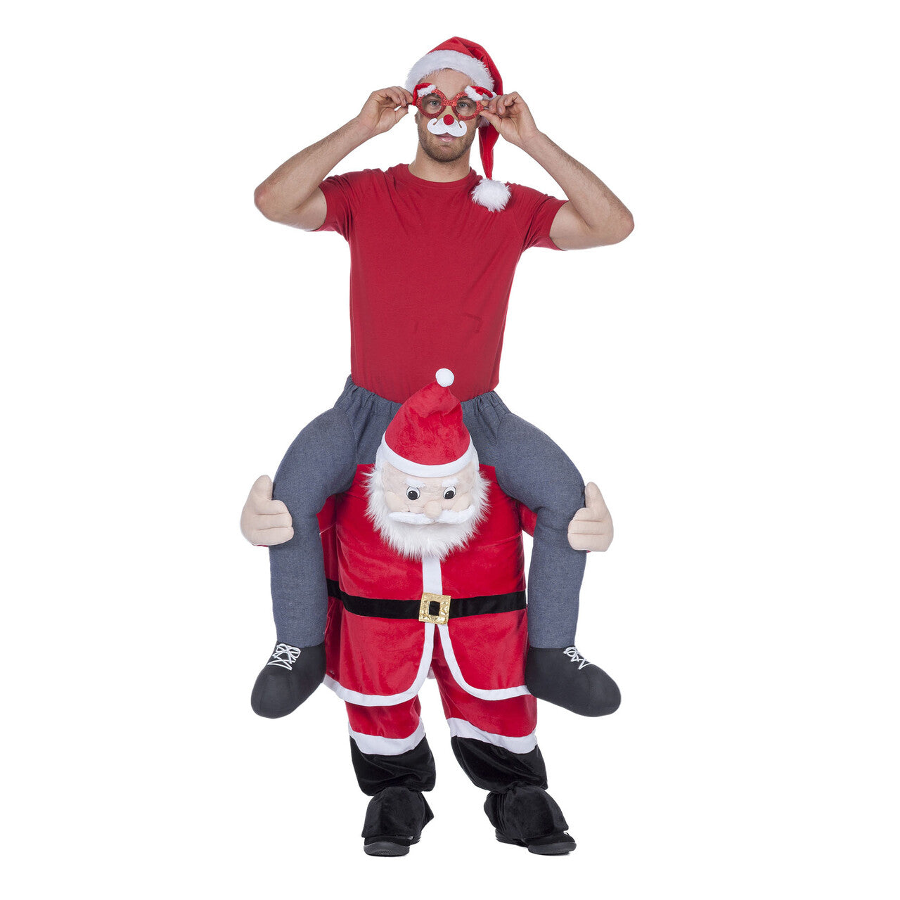 Op deze afbeelding zie je een Kostuums, van het merk Wilbers. Hilarische Man Op Kerstman Kostuum