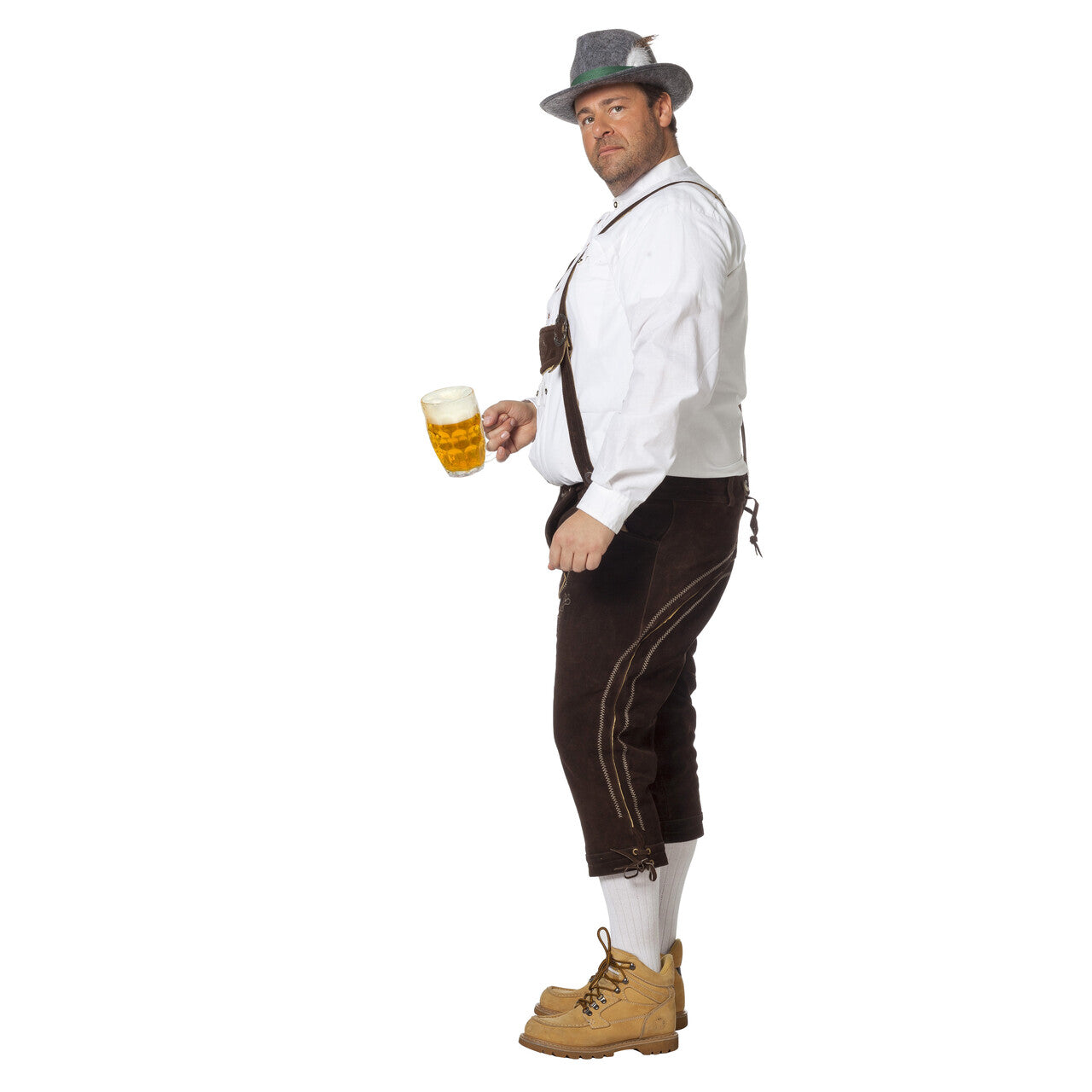 Op deze afbeelding zie je een Kostuums, van het merk Wilbers. Lange Lederhose Karl-Heinz Zwart Man
