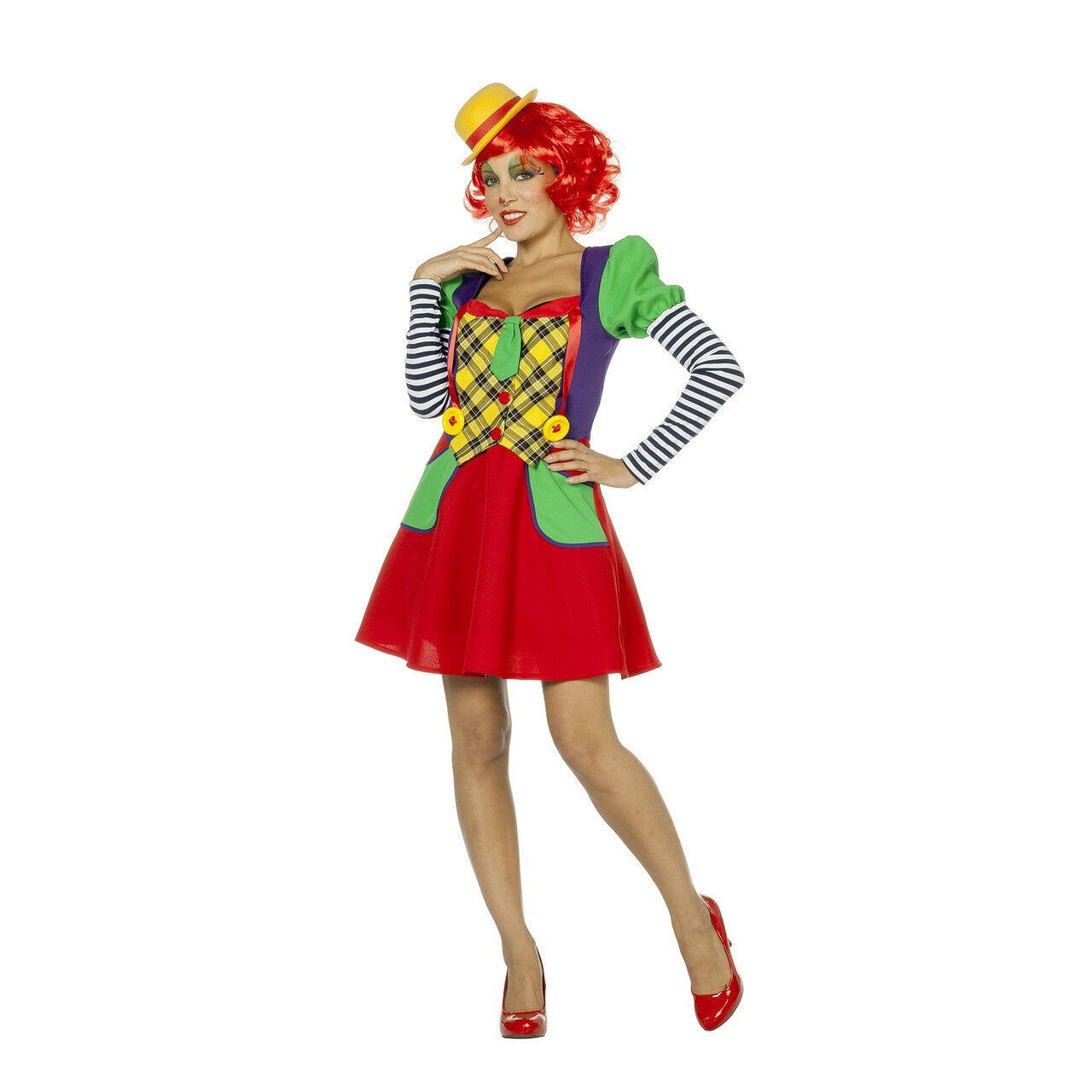 Op deze afbeelding zie je een Kostuums, van het merk Wilbers. Clown Theater Van De Lach Vrouw Kostuum