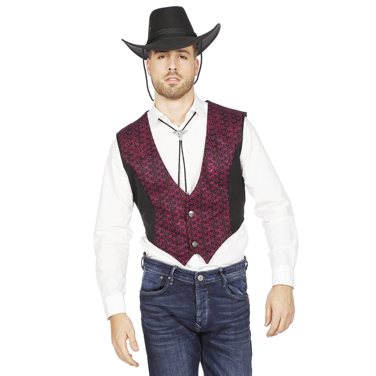 Op deze afbeelding zie je een Kostuums, van het merk Wilbers. Cowboy Vest Phoenix Man